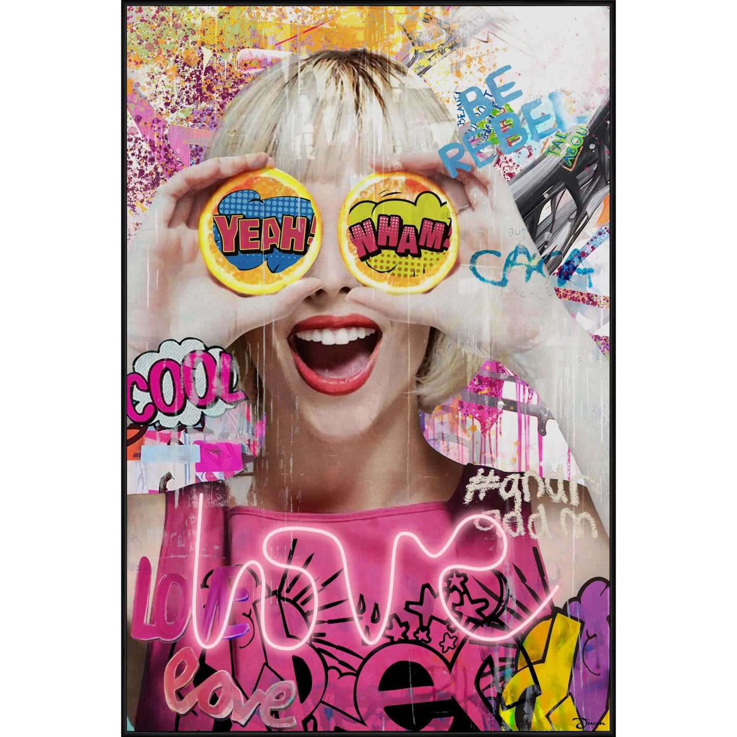 Quadro BLONDE Dipinto a Mano su Tela con LED
