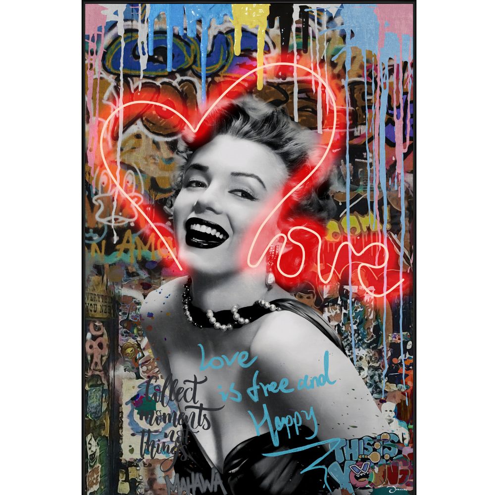 Quadro MARILYN LOVE dipinto a mano su tela con LED