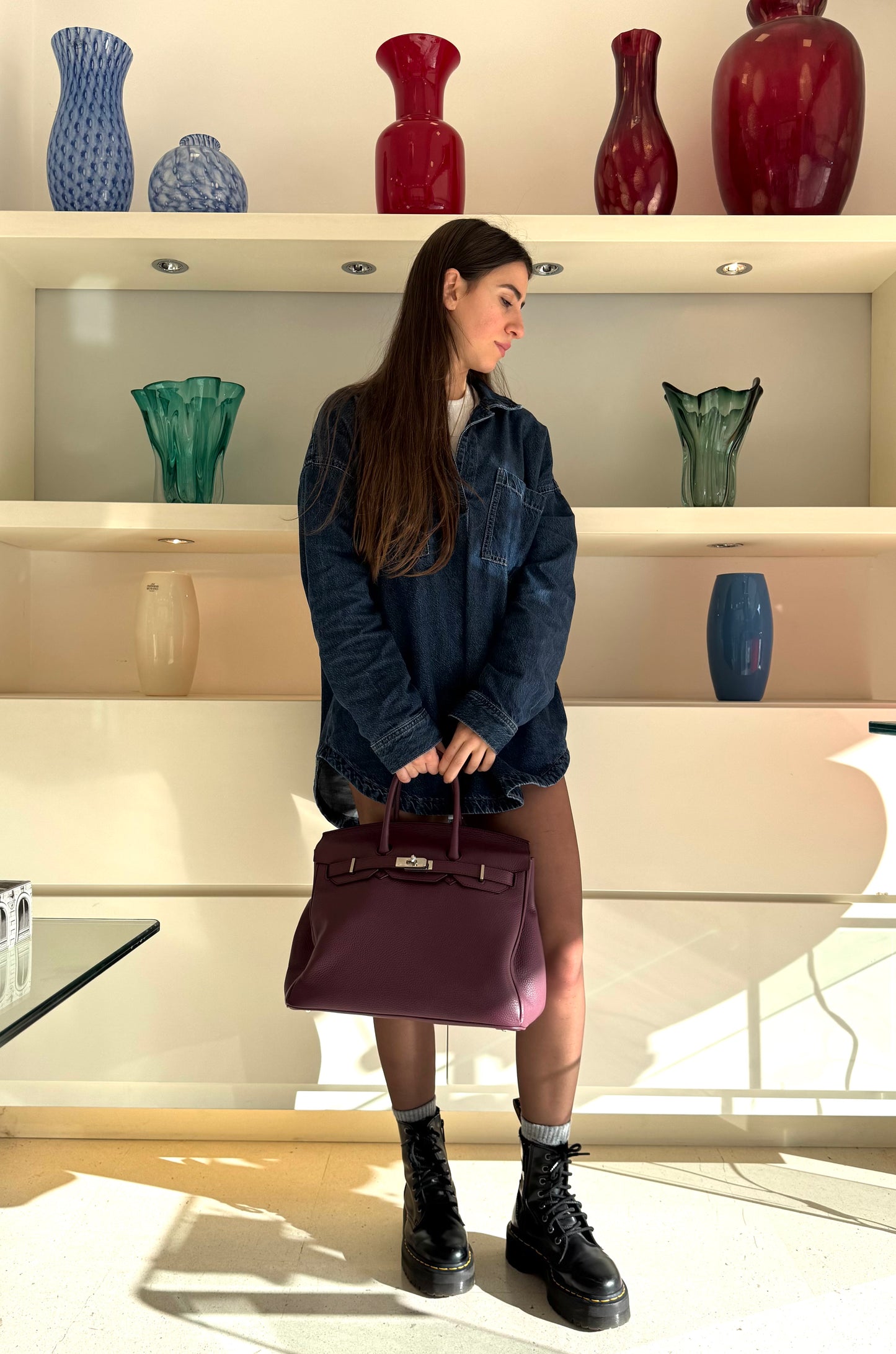 Borsa Artigianale in pelle Burgundy