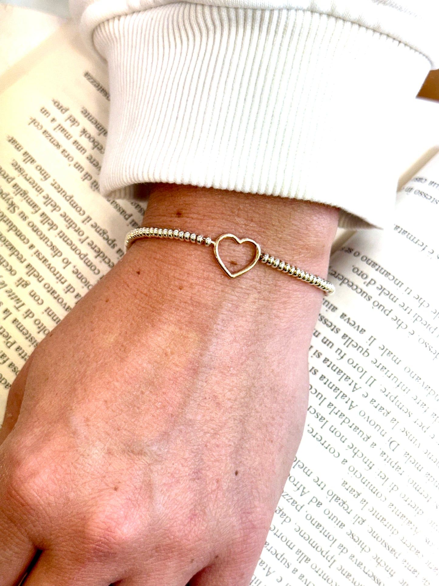 Bracciale in argento 925 con cuore placcato in oro rosa