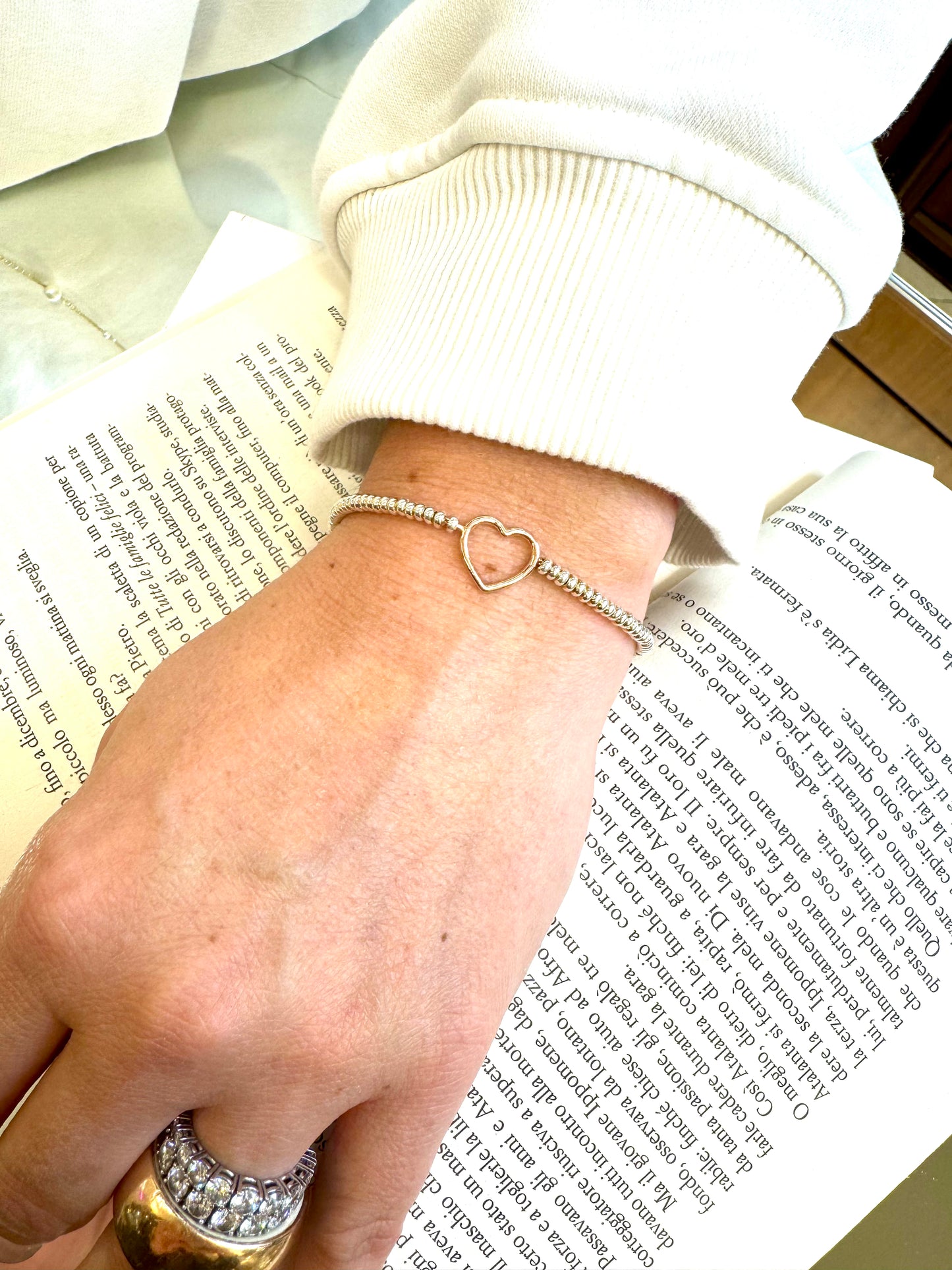 Bracciale in argento 925 con cuore placcato in oro rosa