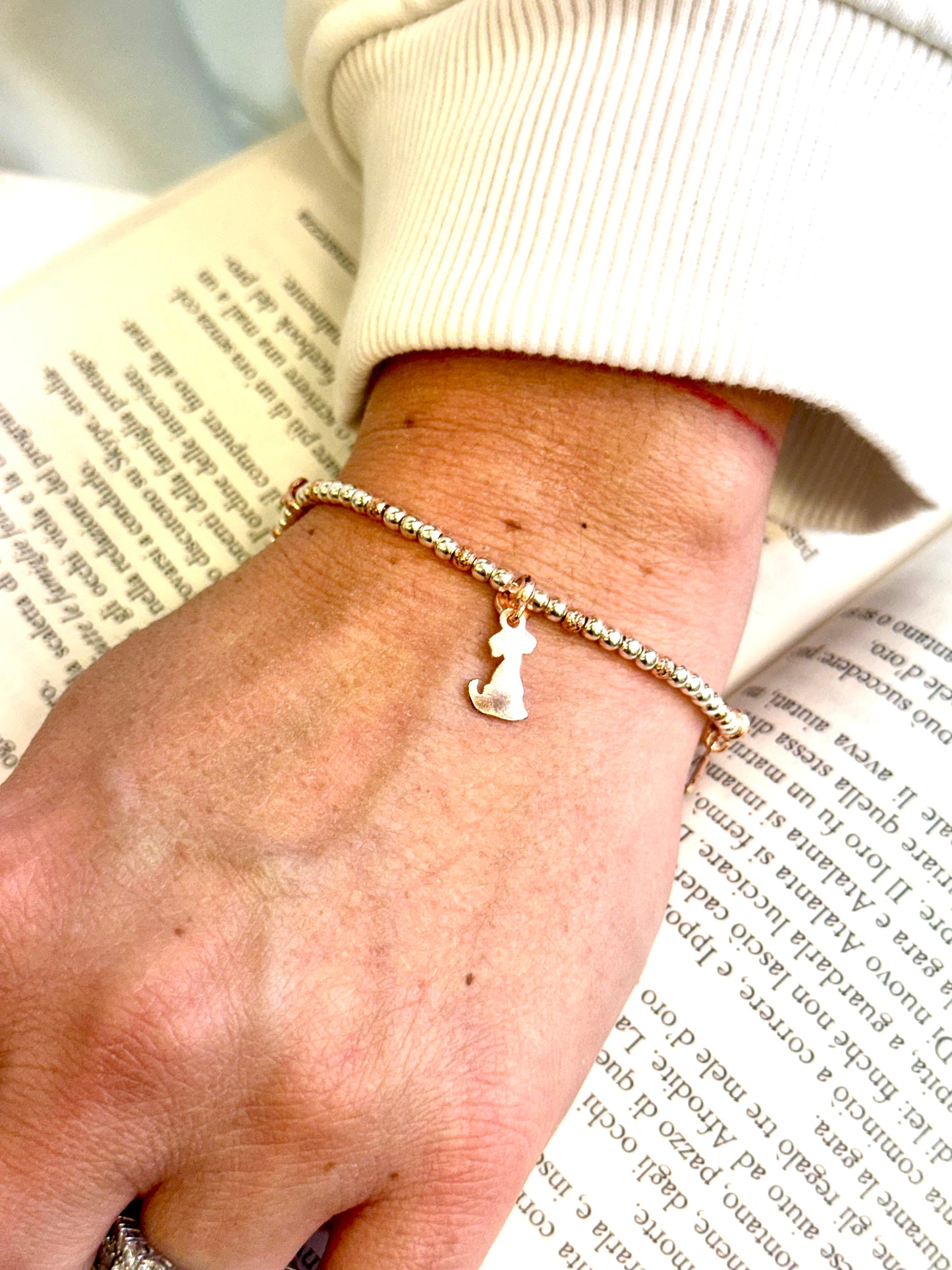 Bracciale in argento 925 con ciondoli placcati in oro rosa