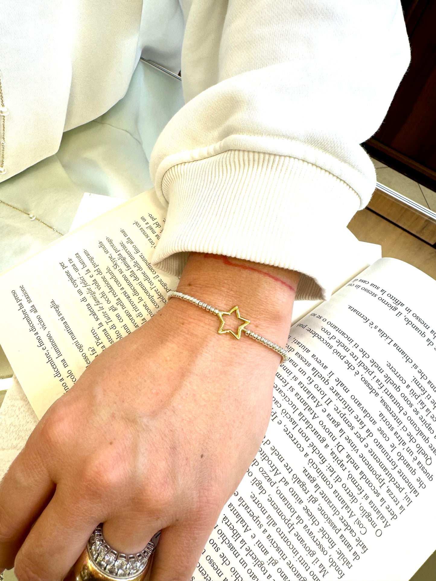 Bracciale in argento 925 con stella placcata in oro giallo