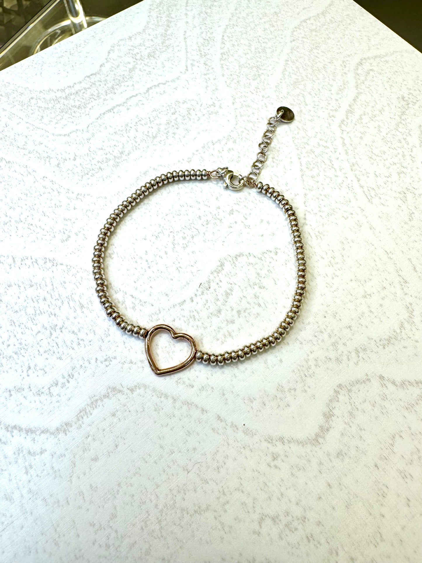 Bracciale in argento 925 con cuore placcato in oro rosa