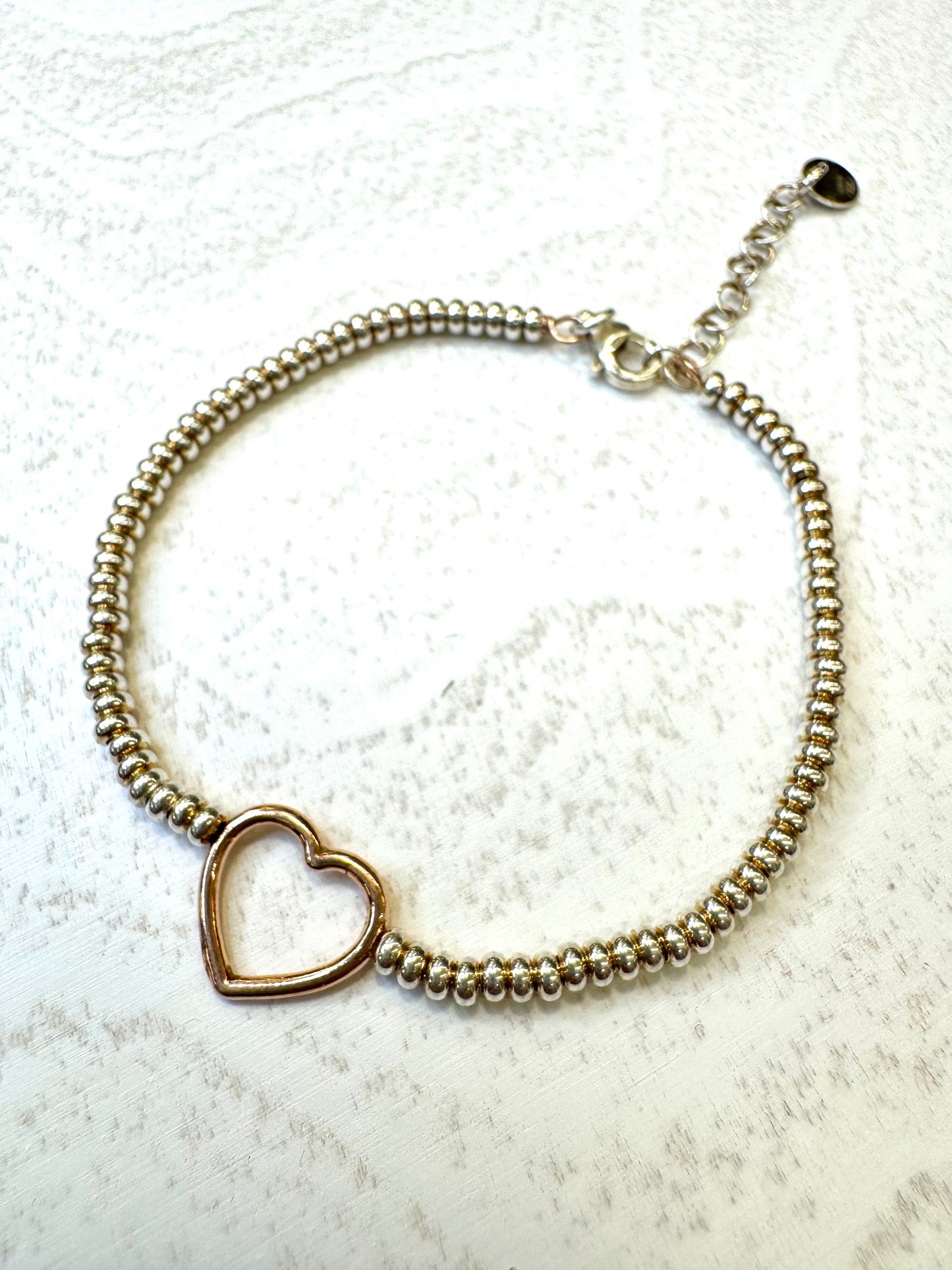 Bracciale in argento 925 con cuore placcato in oro rosa
