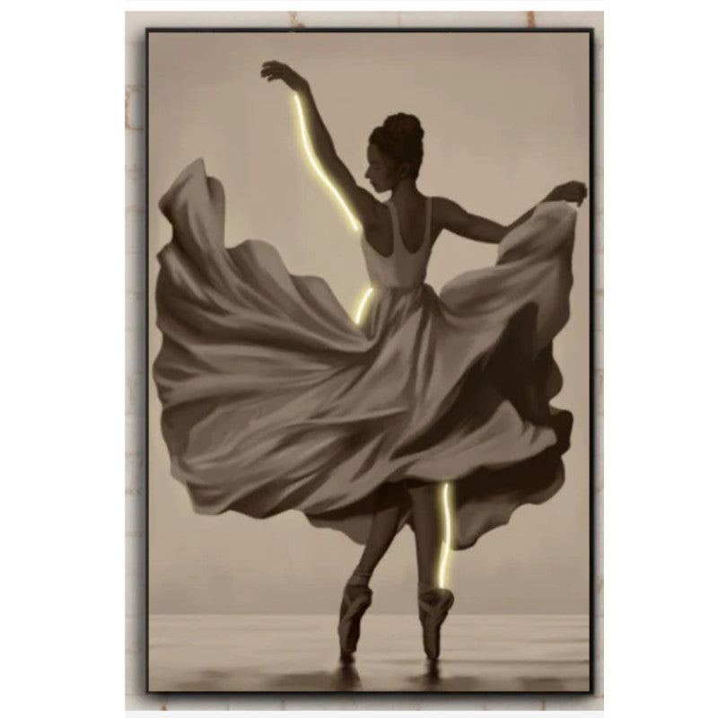 Quadro BALLERINA dipinto a mano su tela con LED