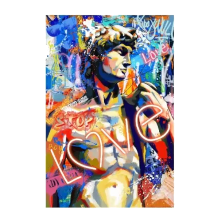 Quadro DAVID dipinto a mano su tela con LED
