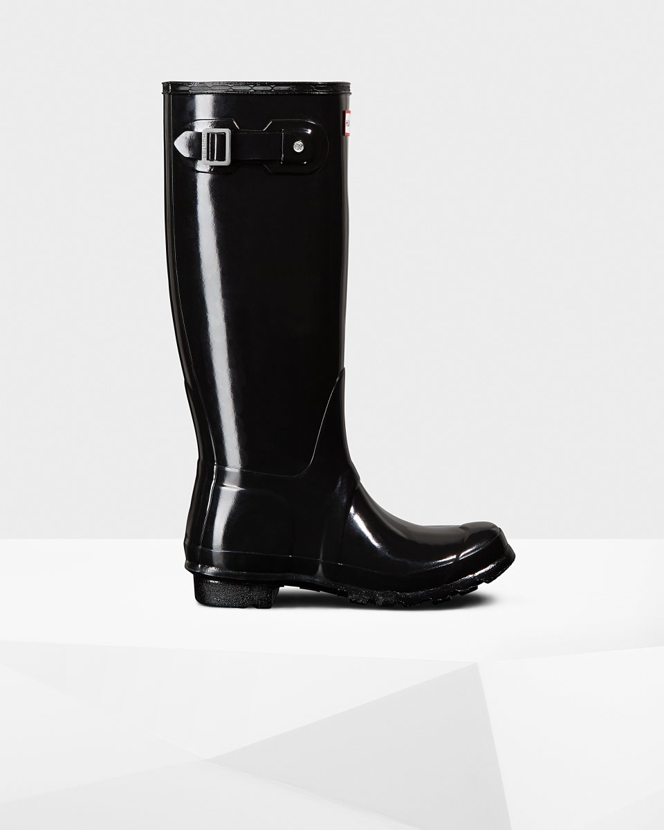 iotti-gioielli - Stivali Alti Da Donna Wellington Original Tall Lucidi: Nero - Hunter - Stivale (4111184724053)