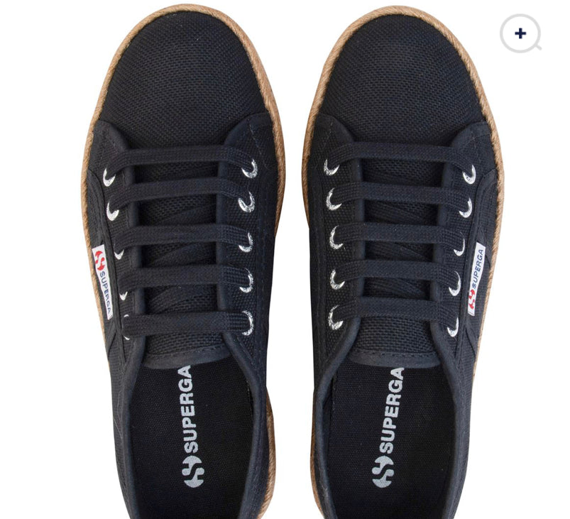 Superga suola in corda 3cm Nera