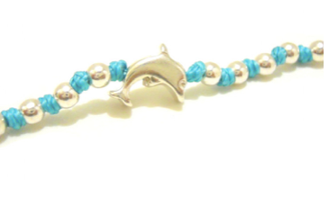 Bracciale Spadarella Baby In Argento 925 E Cotone Nautico, Misure 11-14, Fatto A Mano In Italia